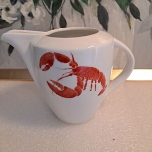 Studio Nova White Porcelain Creamer W/Lobster Red Accent Vintage Discontinued